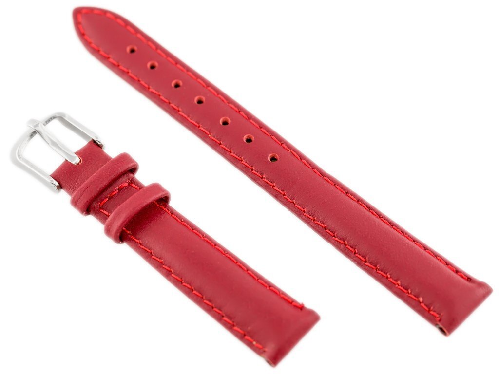 W83 leather watch strap - red - 12mm