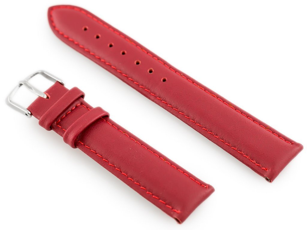 W83 leather watch strap - red - 18mm