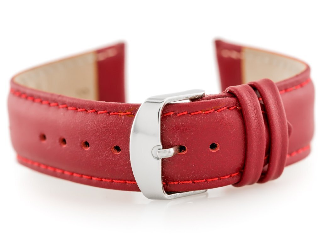 W83 leather watch strap - red - 24mm