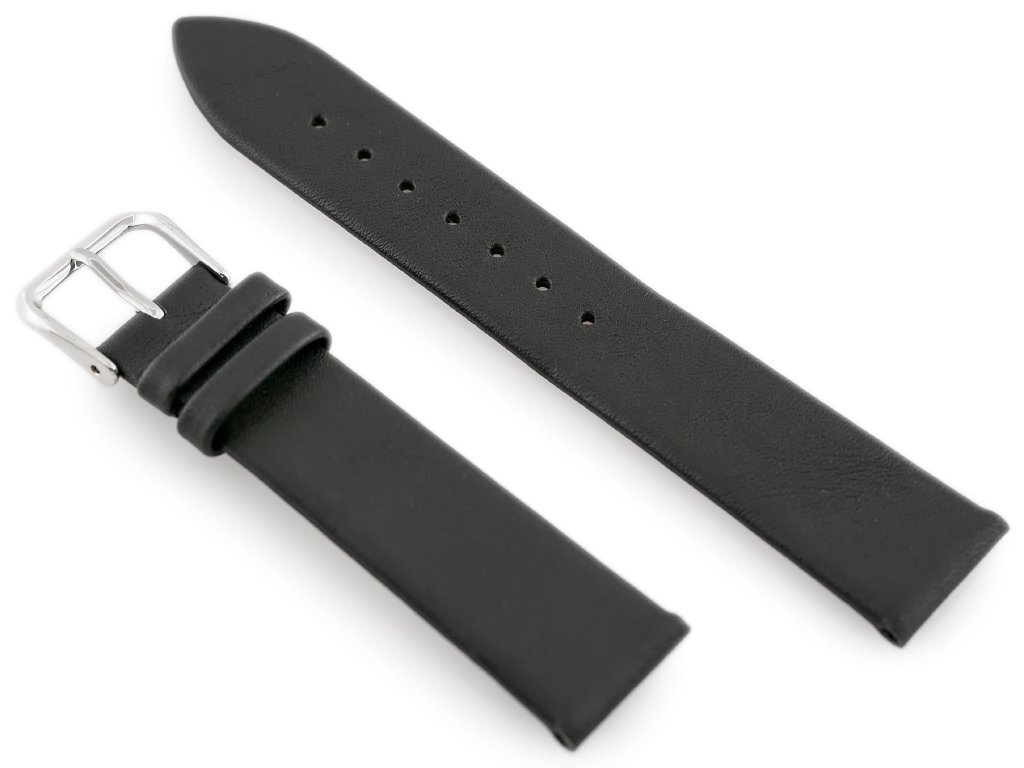 W86 leather watch strap - black - 20mm