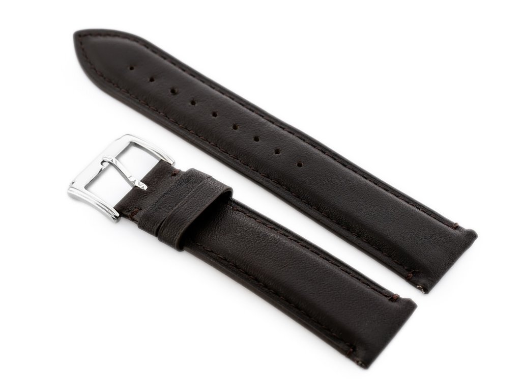 W89 dark brown leather watch strap - 20mm