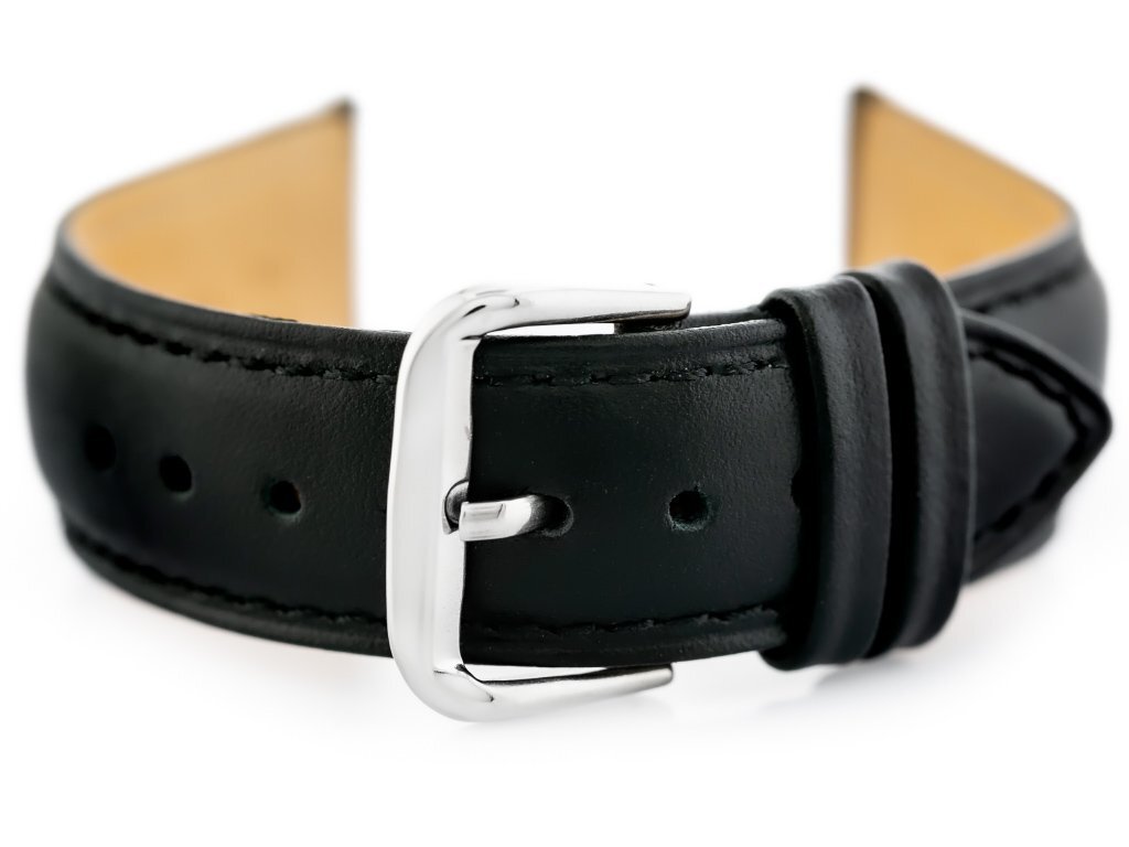 W94 leather watch strap - black - 12mm