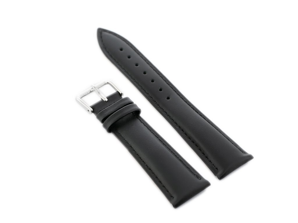 W94 leather watch strap - black - 12mm