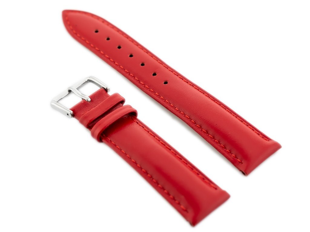 W94 leather watch strap - red - 16mm