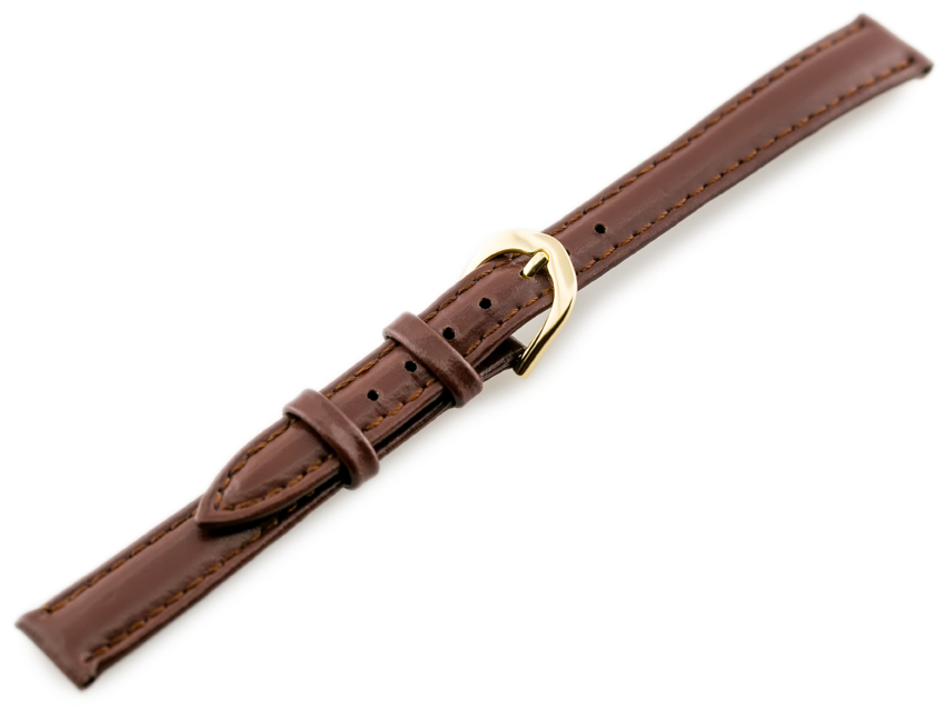 Watch leather strap - CASIO - dark brown/gold I - 12mm