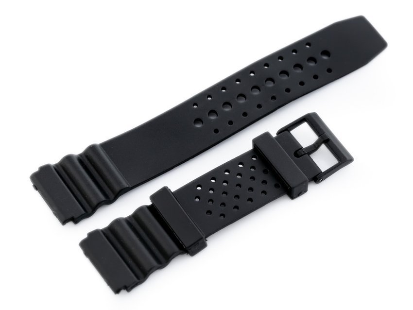 Watch rubber strap - model 2 black - 22mm