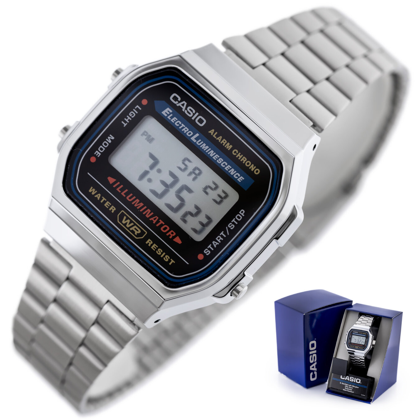 ZEGAREK UNISEX CASIO A168WA-1W - VINTAGE + BOX