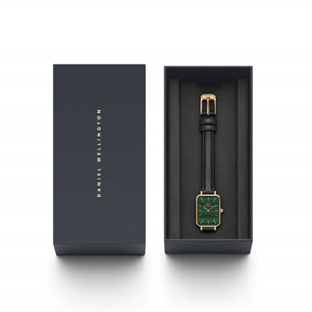 DANIEL WELLINGTON WOMEN'S WATCH DW00100439 - Quadro Pressed Sheffield Gold Emerald 32mm + BOX