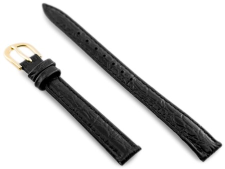 Leather watch strap - CASIO - black/gold - 12mm