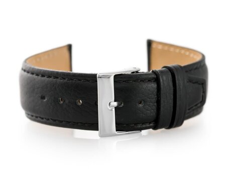 Leather watch strap W26 - PREMIUM - black - 20mm