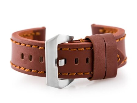 Leather watch strap W27 - PREMIUM - brown - 20mm