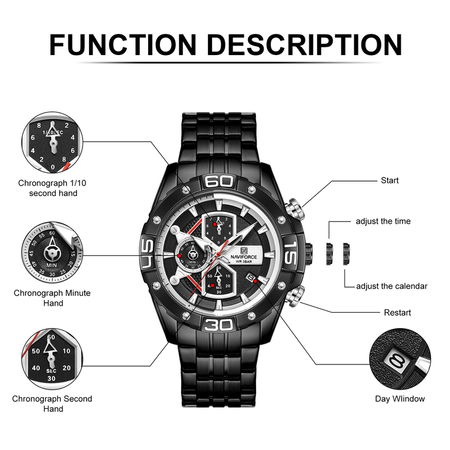 NAVIFORCE MEN'S WATCH NF8018 - CHRONOGRAPH (zn122b) + BOX