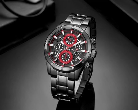 NAVIFORCE MEN'S WATCH - NF9149 (zn090b) black / red + BOX