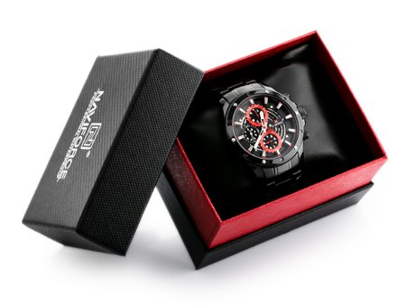 NAVIFORCE MEN'S WATCH - NF9149 (zn090b) black / red + BOX