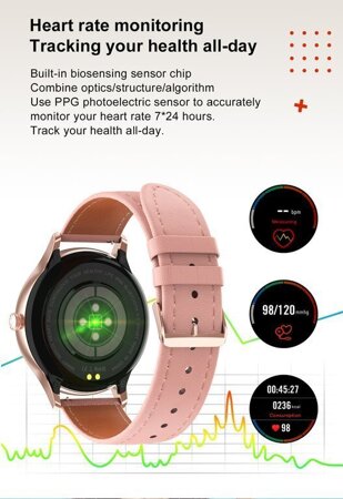 SMARTWATCH WOMEN'S PACIFIC 18-1 - BRANSOLET + BELT: Rosegold / Pink (sy015a)