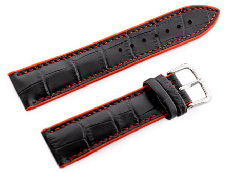 U18 rubber watch strap - black/red - 20mm