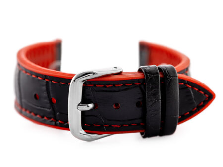 U18 rubber watch strap - black/red - 22mm