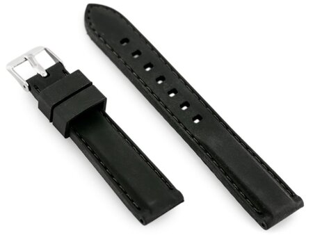 U20 rubber watch strap - black 18mm