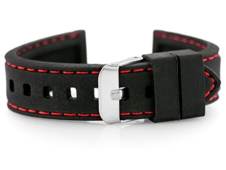 U20 rubber watch strap - black/red 20mm