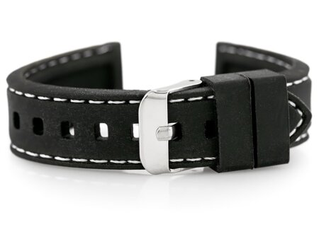 U20 rubber watch strap - black/white 20mm