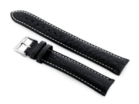 W05XL black/white leather watch strap - 22mm