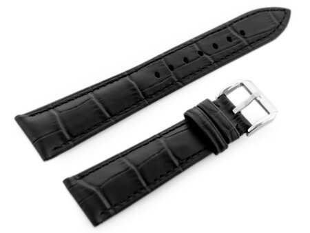 W06 leather watch strap - black - 22mm