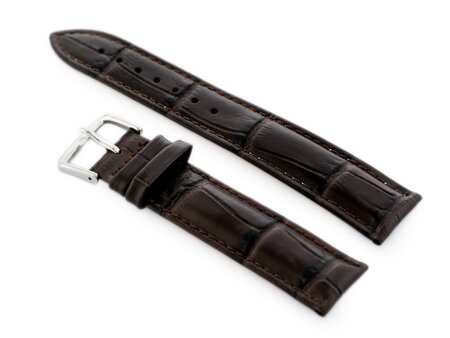 W102L dark brown leather watch strap - 20mm