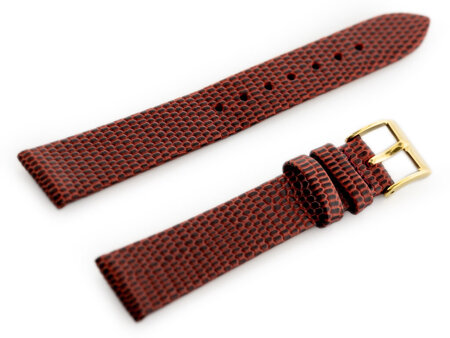 W107 leather watch strap - red/gold. 14mm