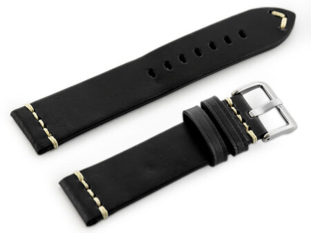 W32 leather watch strap - black - 24mm