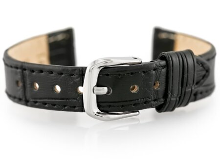 W41 leather watch strap - black - 12mm