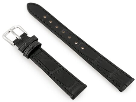 W41 leather watch strap - black - 14mm