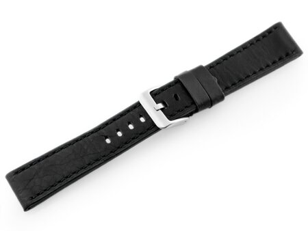 W48 leather watch strap - PREMIUM - black/black - 20mm