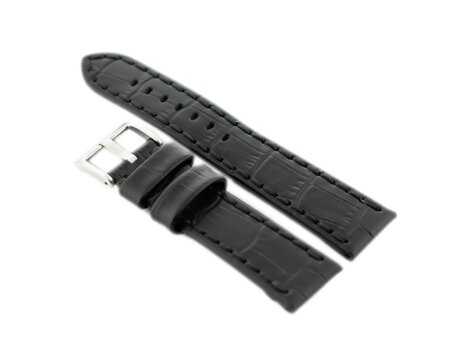 W49 leather watch strap - black - 22mm