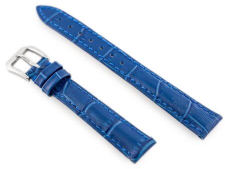 W64 leather watch strap - blue - 14mm