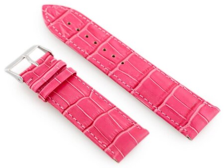 W64 leather watch strap - pink - 24mm