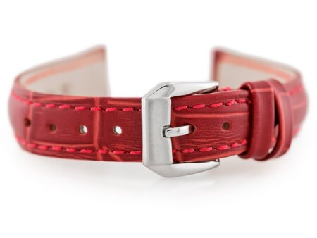 W64 leather watch strap - red - 12mm