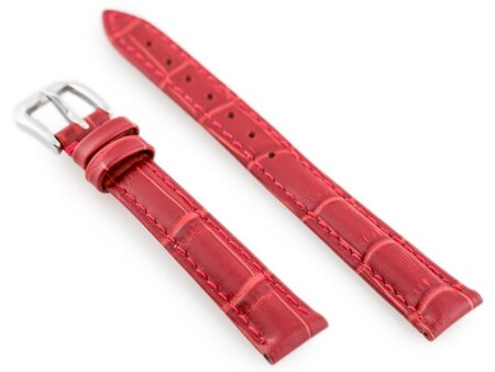 W64 leather watch strap - red - 12mm