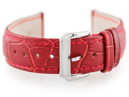 W64 leather watch strap - red - 22mm