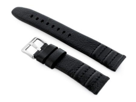 W69 black leather watch strap - 22mm