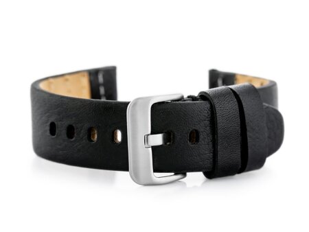 W69 black leather watch strap - 24mm