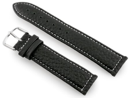 W71 leather watch strap - black/white - 18mm