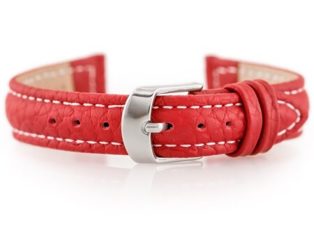 W71 leather watch strap - red - 12mm