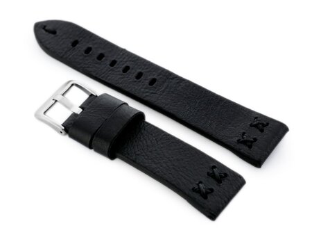 W79 black leather watch strap - 22mm