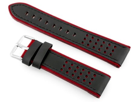 W80 black/maroon 20mm leather watch strap