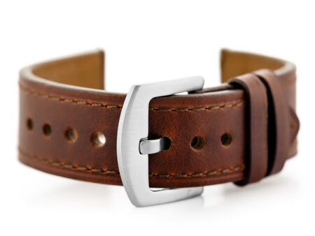 W81 leather watch strap - dark brown - 22mm