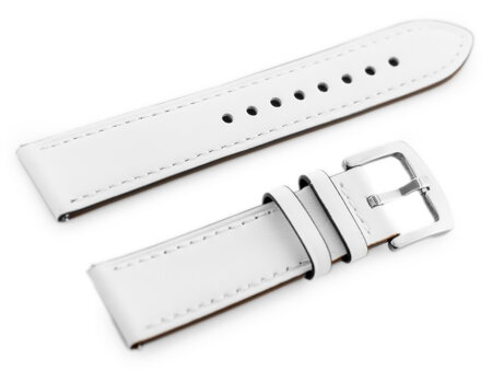 W81 leather watch strap - white - 22mm