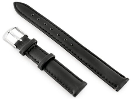 W83 leather watch strap - black - 14mm