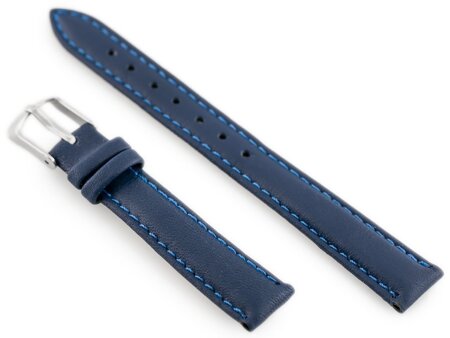 W83 leather watch strap - navy blue - 12mm