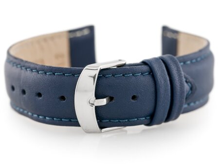 W83 leather watch strap - navy blue - 18mm