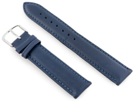 W83 leather watch strap - navy blue - 18mm